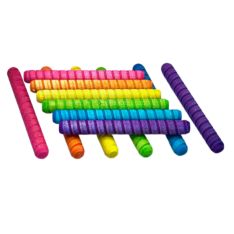 Extra Large Colorful Dowels 12 Pack Foot Toy by Bite Me Birdie