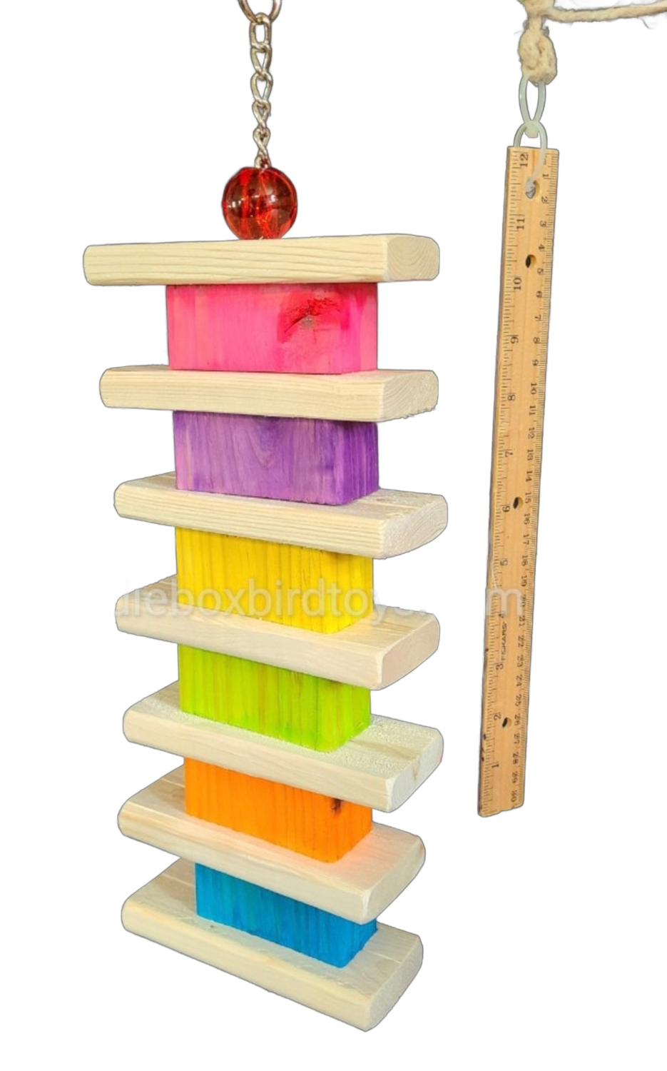 Rainbow Stixx Hanging Toy for Large and some Medium Birds by Birdie Box Bird Toys