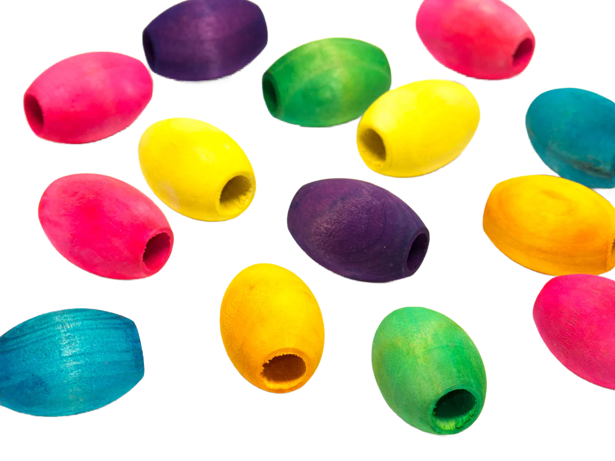 1 1/4" Wood Beads Colored 25 Pack