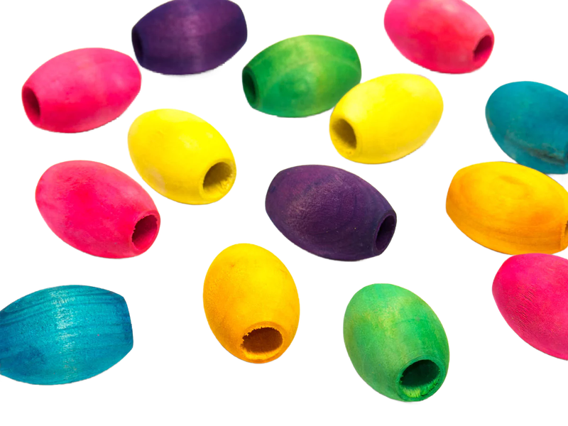 1 1/4" Wood Beads Colored 25 Pack