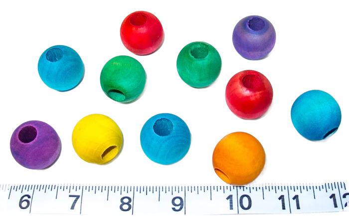 1" (25mm) Wood Beads Colored 25 Pack