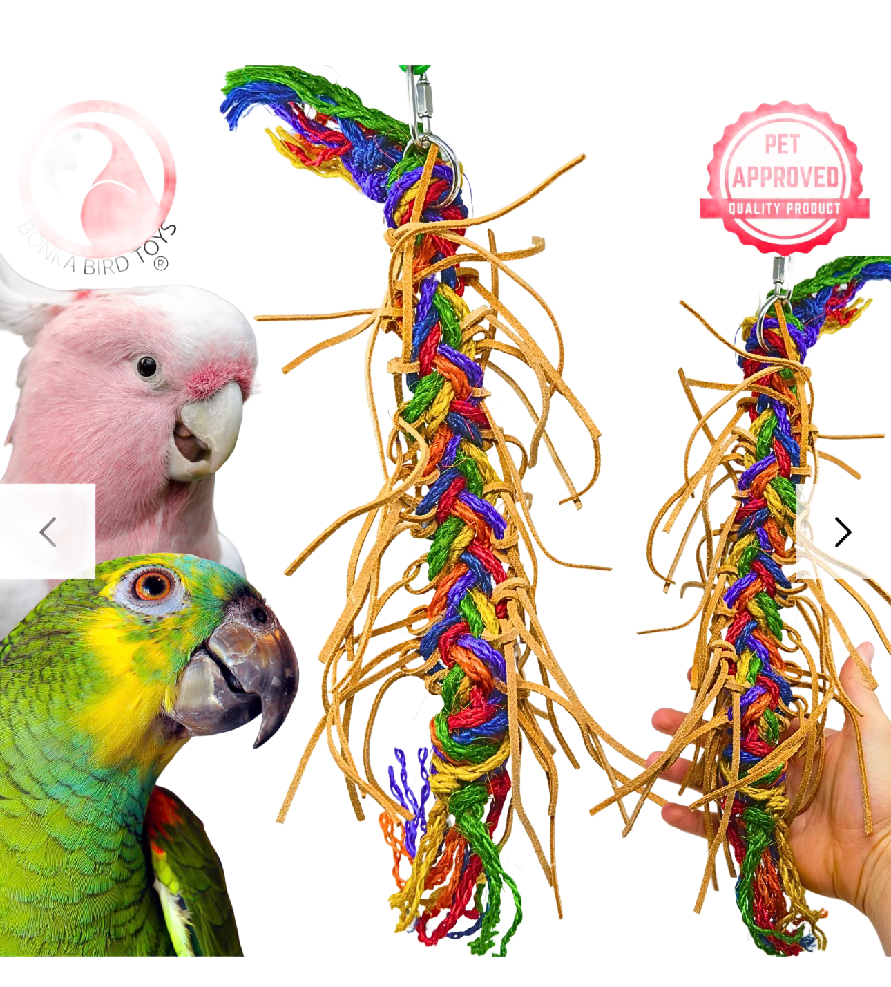 Large Leather Braid Hanging Toy for Medium Size Birds by Bonka Bird Toys