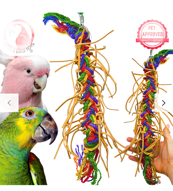 Large Leather Braid Hanging Toy for Medium Size Birds by Bonka Bird Toys