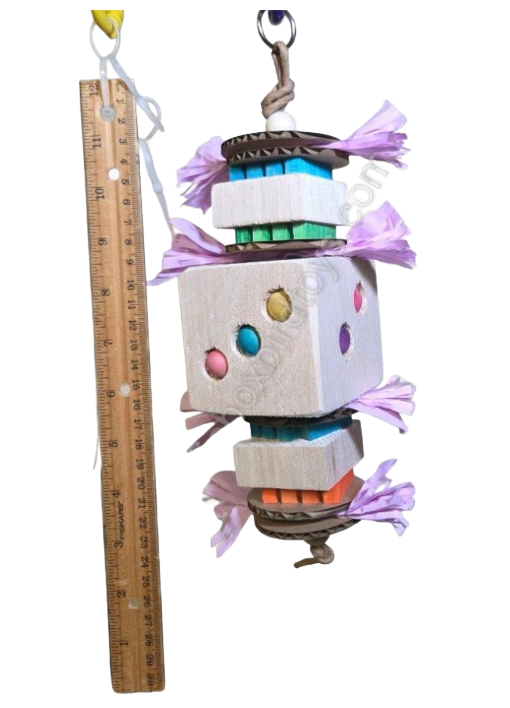 Jumbo Dice Roll Hanging Toy for Medium Birds by Birdie Box Bird Toys