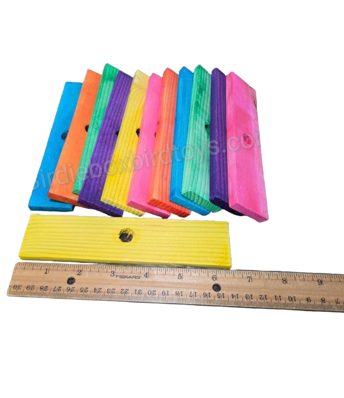 Color Pine Planks 12 Pack with drilled hole by Birdie Box Bird Toys