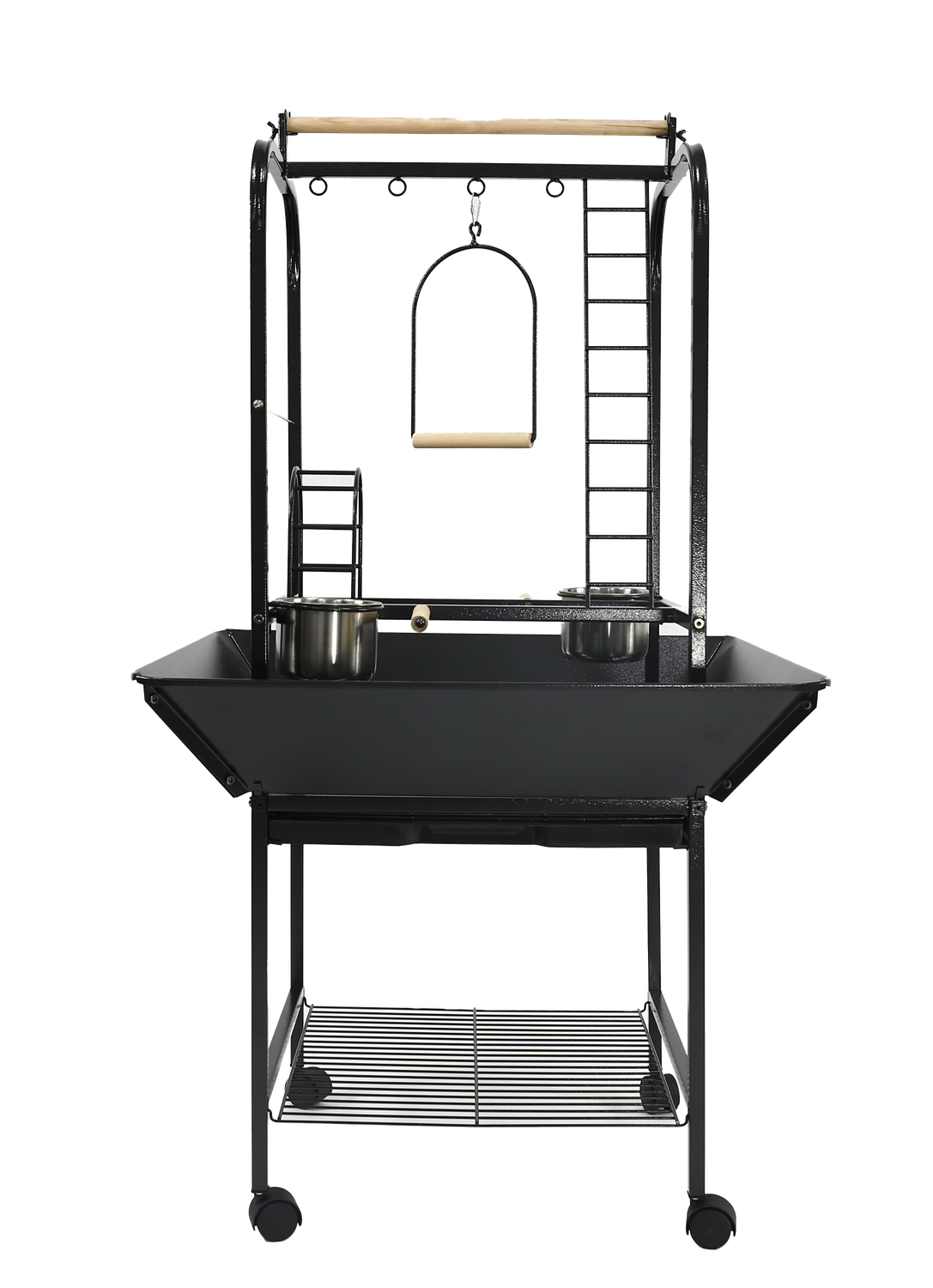 J2625 Black - Parrot Play Stand w/ Ladder &amp; Hooks 26" x 25" x 56" Play Stand in Black with Shipping Included by A&amp;E Cage Company