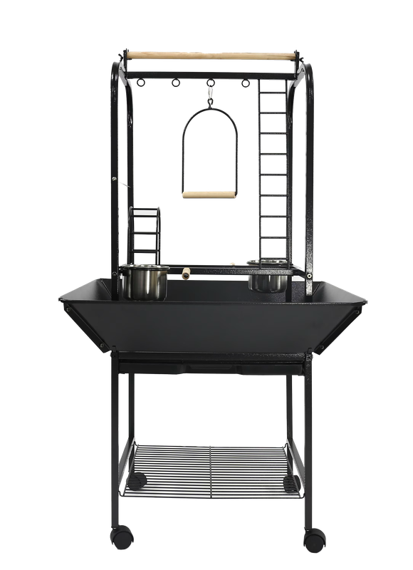 J2625 Black - Parrot Play Stand w/ Ladder &amp; Hooks 26" x 25" x 56" Play Stand in Black with Shipping Included by A&amp;E Cage Company