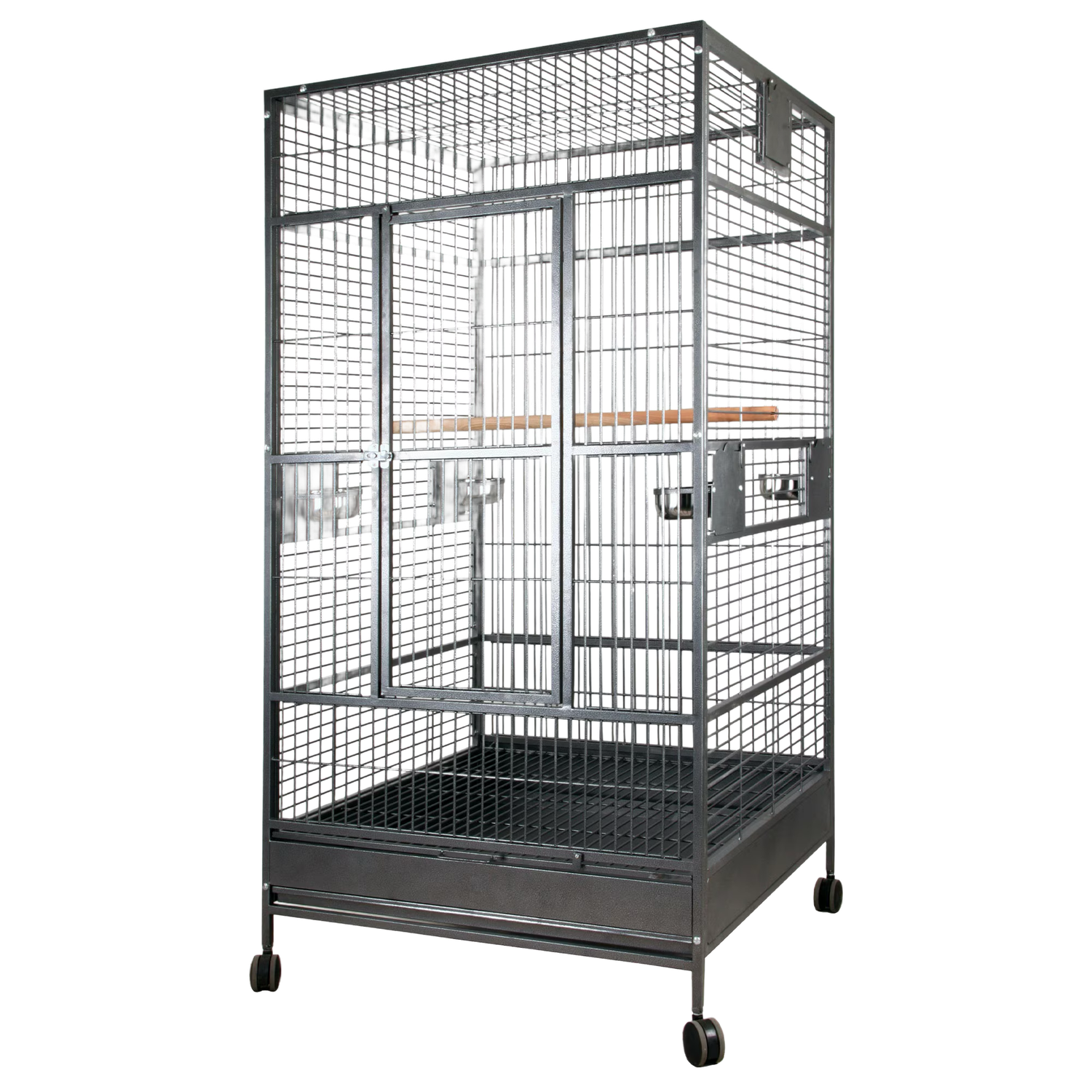 4040FL 40" x 40" x 76" Macaw Cage in Black or Platinum with 1" Bar Spacing by A&amp;E Cage Company