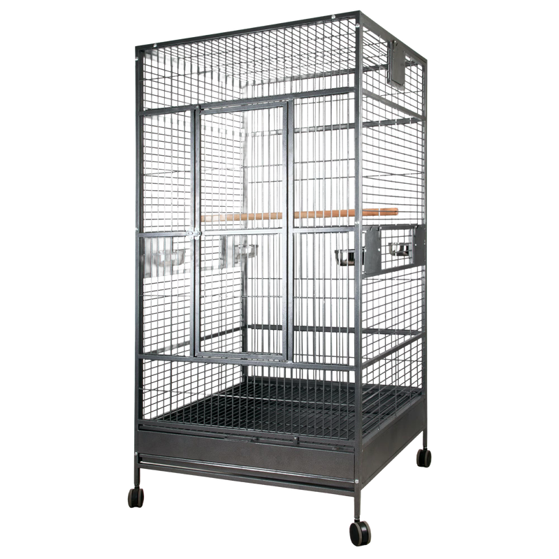 4040FL 40" x 40" x 76" Macaw Cage in Black or Platinum with 1" Bar Spacing by A&amp;E Cage Company