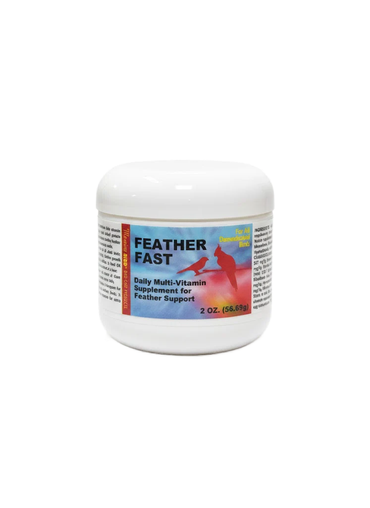 Feather Fast to accelerate the feather growth process, minimize stress, &amp; ensure new feathers are strong, vibrant, and perfectly formed by Morning Bird Products