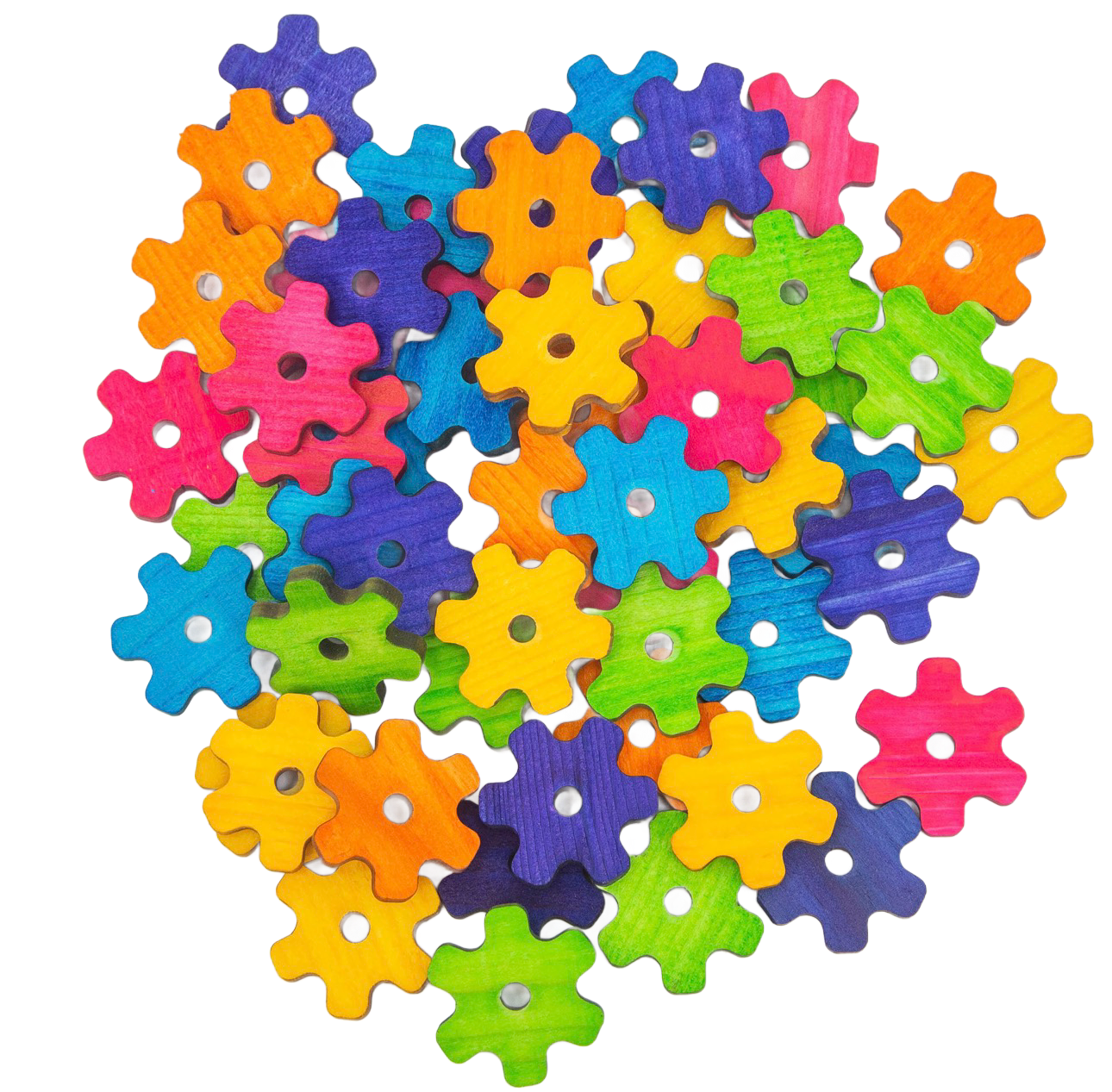 Solid Colorful Pine Gears - Toy Parts Set of 10 by The Best Bird Toys