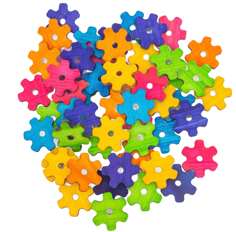 Solid Colorful Pine Gears - Toy Parts Set of 10 by The Best Bird Toys