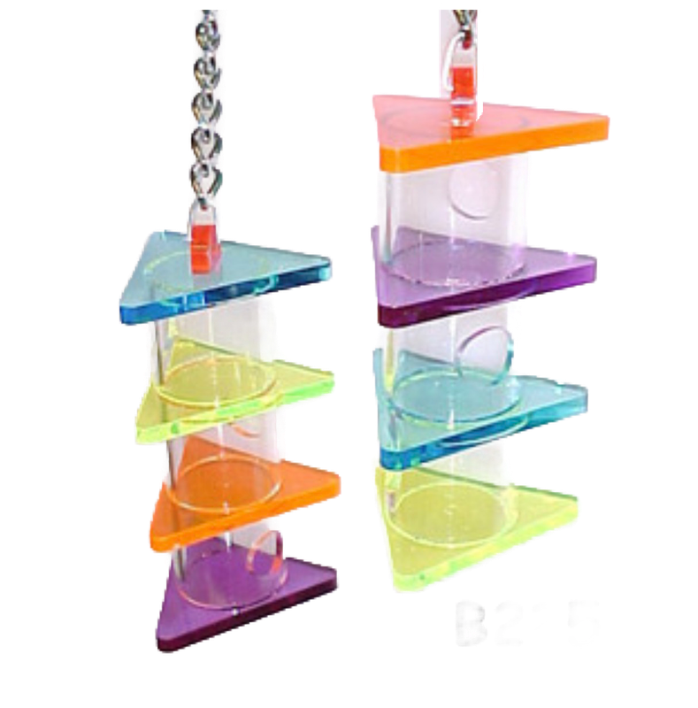 Triangle Foraging Feeder Acrylic Hanging Toy for Medium Birds by Bell Plastics Bird Toys