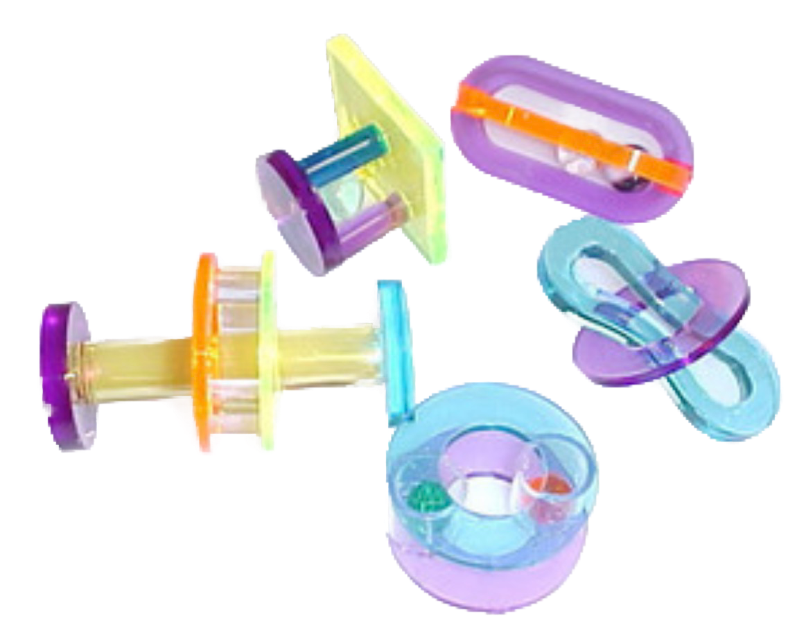 Bag of 5 Acrylic Foot Toys for Medium &amp; some less destructive Large Birds by Bell Plastics Bird Toys