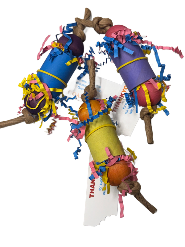 Colorful Crackle Foot Toy for Large and some Medium Birds by Bite Me Birdie