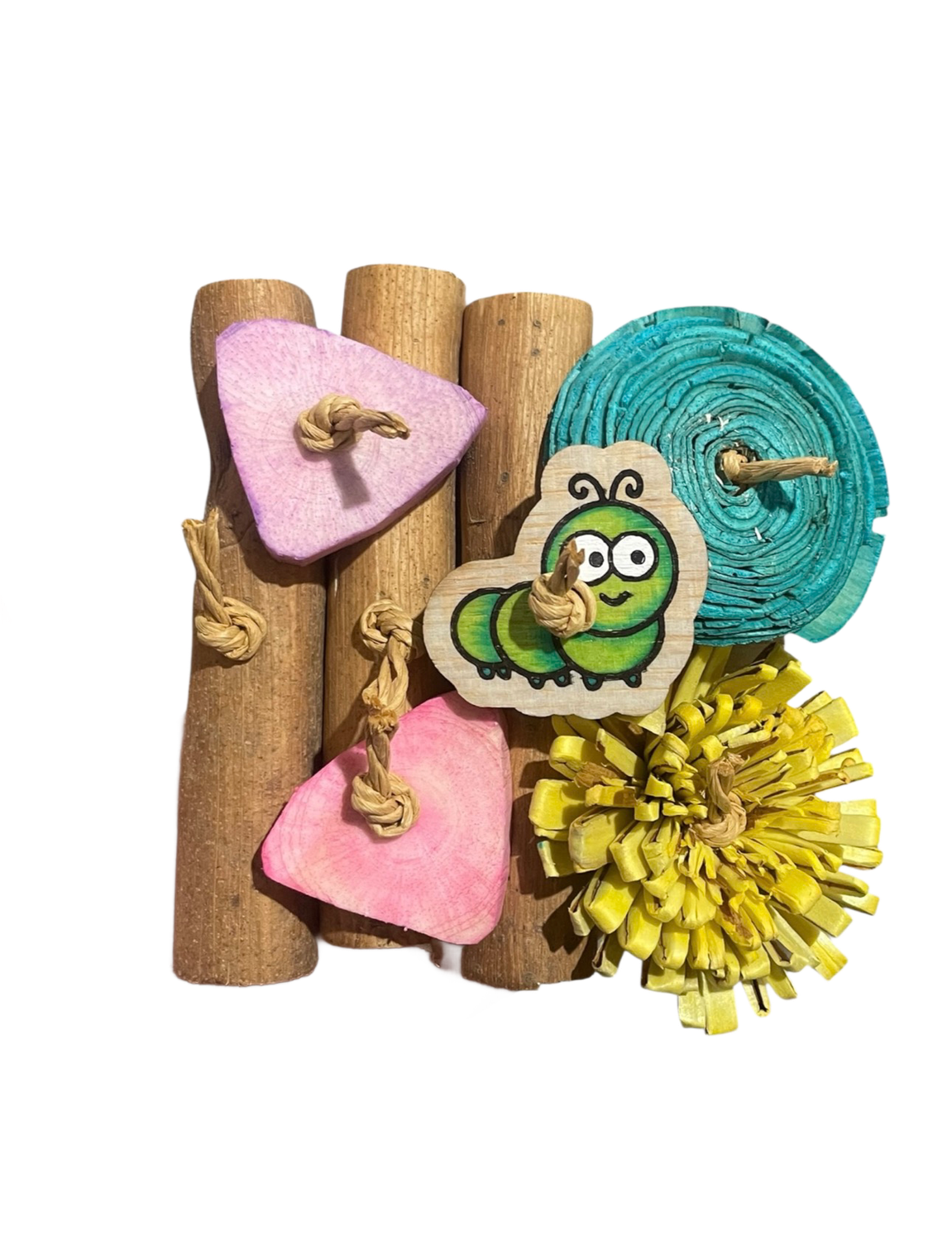 Cutsie Caterpillar Tie on Forest Board Limited Edition for Small Birds by Feathered Addictions