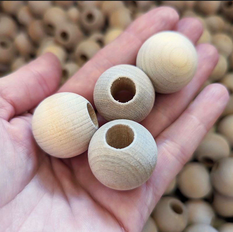1" hardwood bead with large 3/8" hole 10 Pack by Parrotsrus
