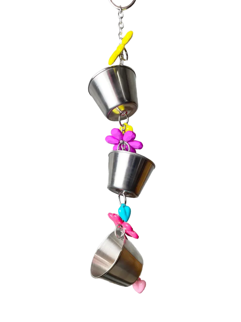 Stainless Steel Foraging Trio Cups for Medium Birds by Pirate's Beak