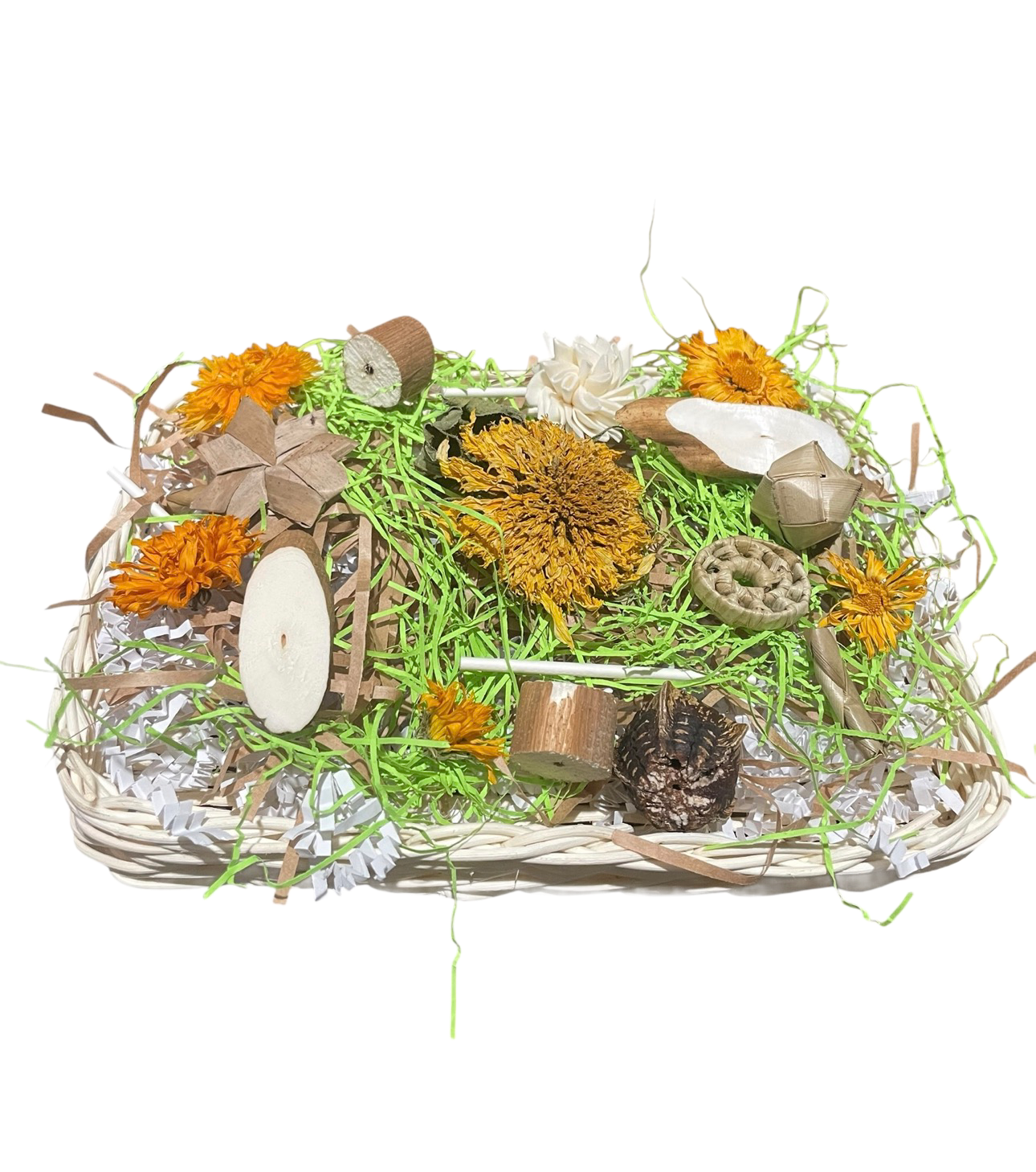 Summertime Sunflower Rattan Foraging Tray - Small Limited Edition for Small &amp; Medium Birds by Feathered Addictions