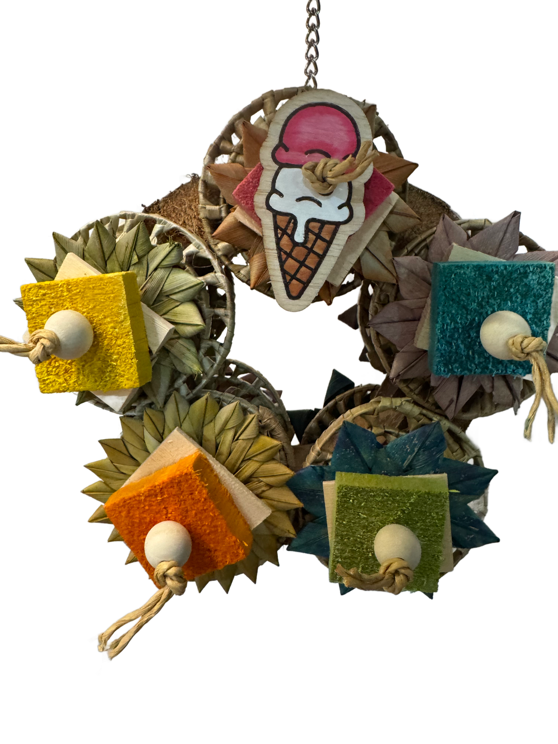 Coconut Hunk Slice Toy with Double Ice Cream Limited Edition for Medium Birds by Feathered Addictions