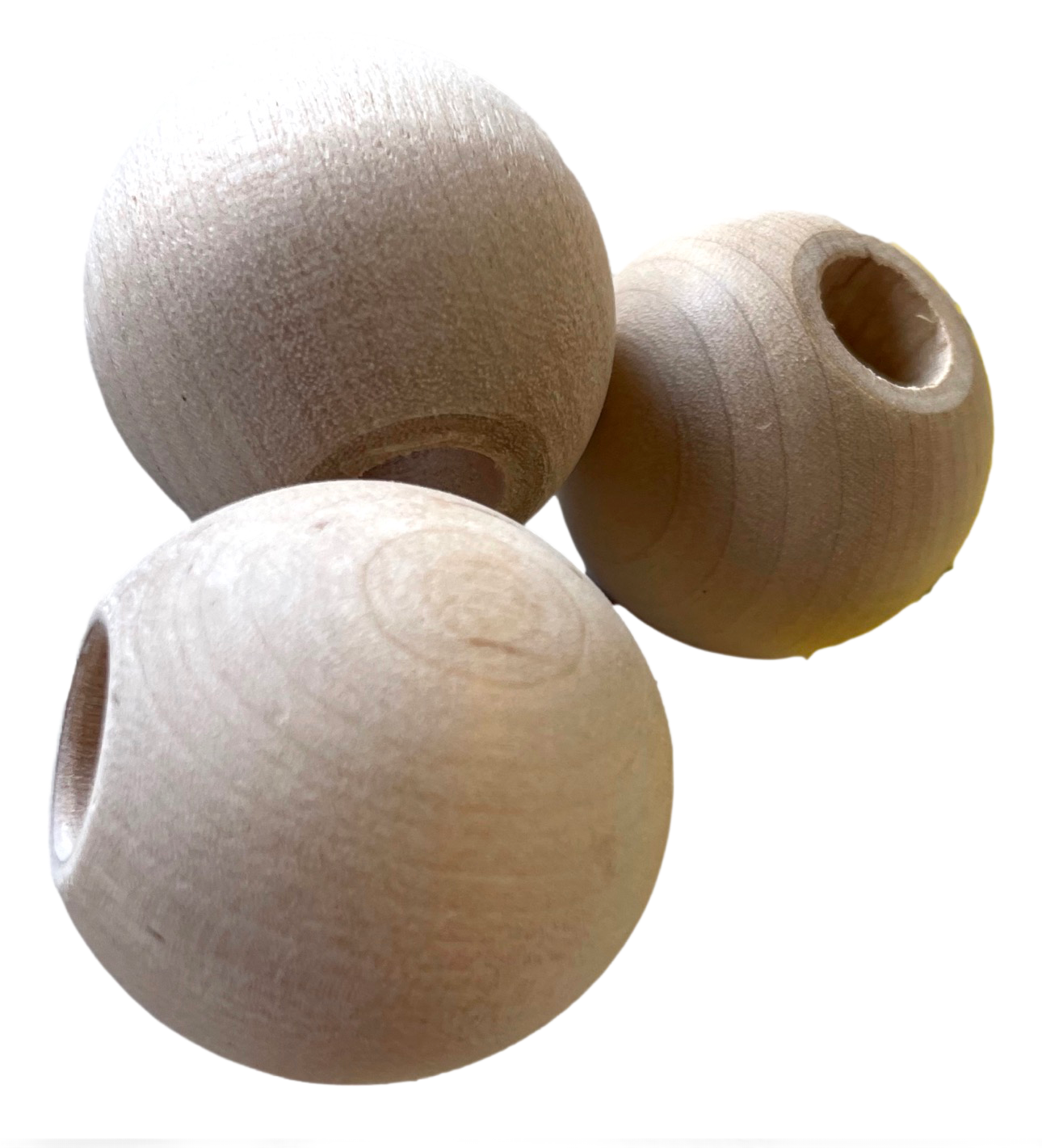 Jumbo Wooden Beads 1.5" with 1/2" Hole Natural Pack of 2 by Feathered Addictions