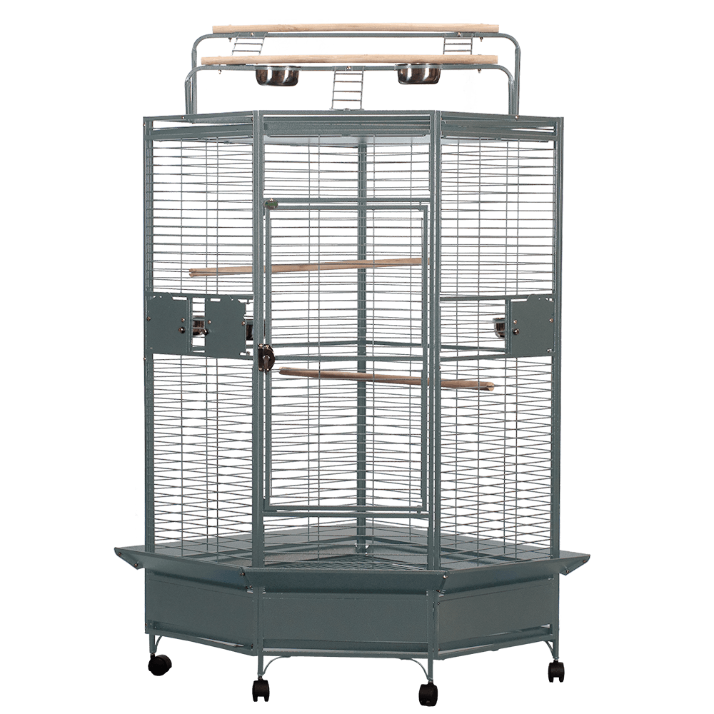 CC3232 33''x33''x72'' Large Corner Cage with 1" Bar Spacing in Black or Platinum by A&amp;E Cage Company