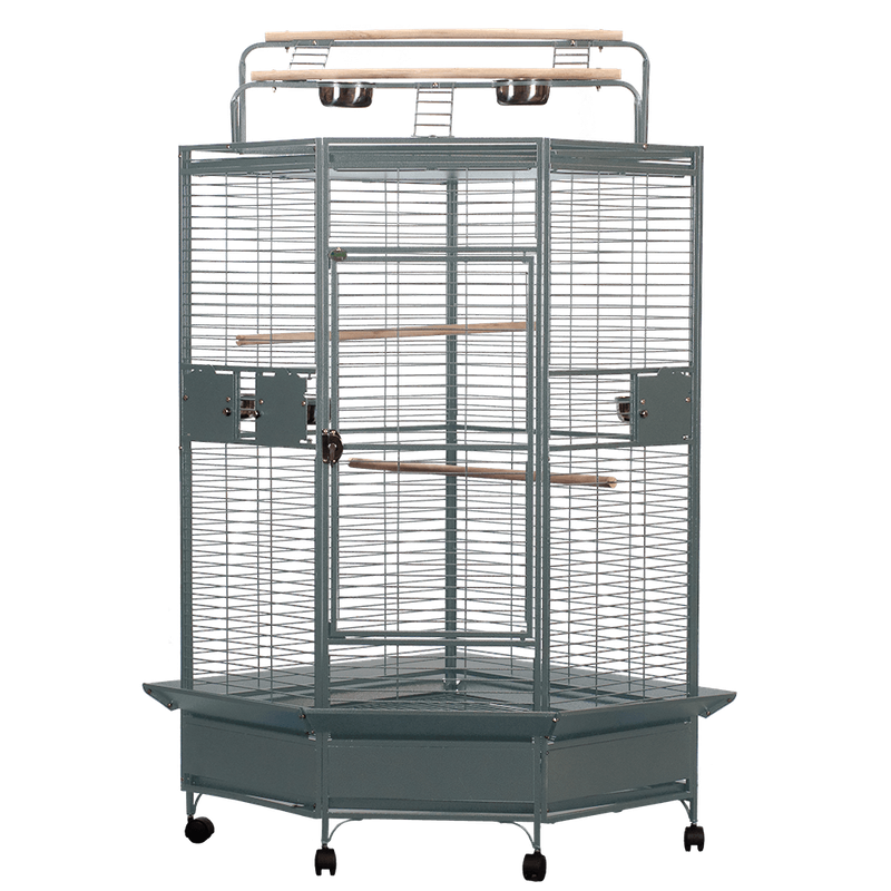 CC3232 33''x33''x72'' Large Corner Cage with 1" Bar Spacing in Black or Platinum by A&amp;E Cage Company