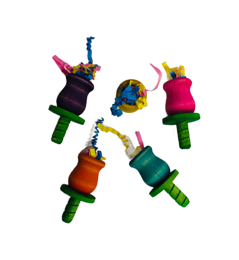 Bouquet of 3 Small Stuffed Tulips Foot Toys for Small Birds and some Medium Size Birds by Bite Me Birdie