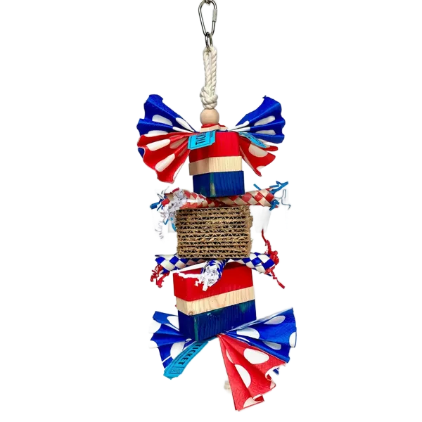 Betsy Large Patriotic hanging toy for Medium and Large Size Birds by Bite Me Birdie