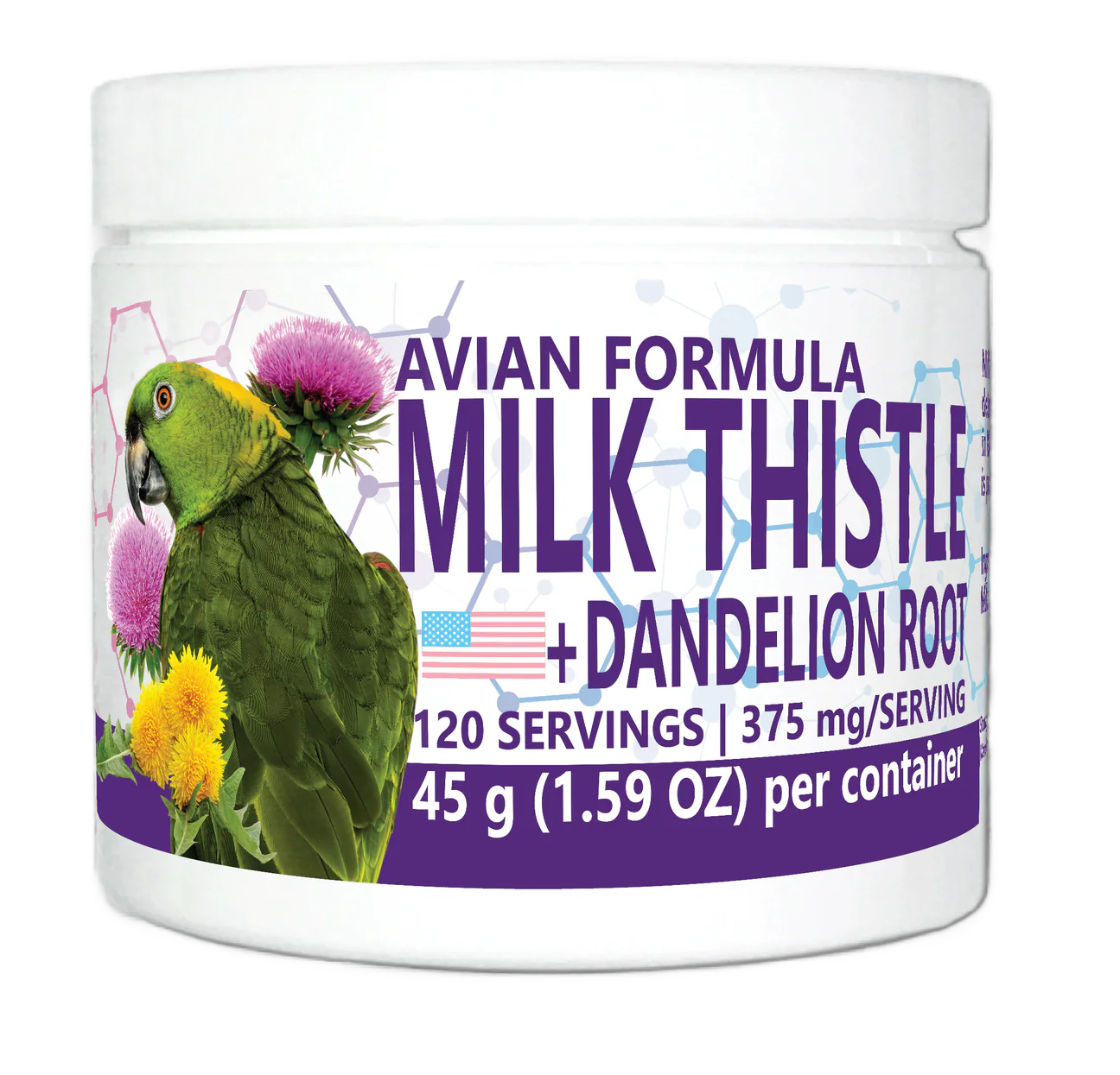 Avian Milk Thistle &amp; Dandelion Root Powder 45 grams by Equa Holistics
