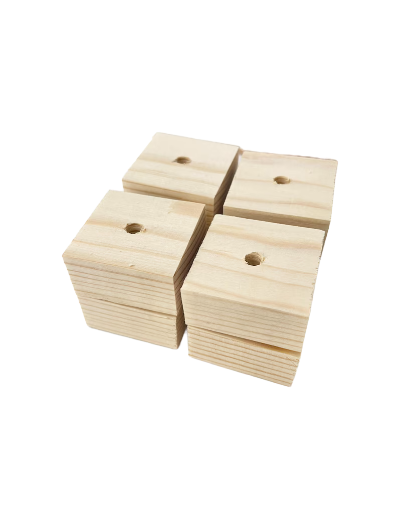 Natural Pine Squares with Drilled Hole Set of 16 for Medium and some Small Birds by Pirate's Beak