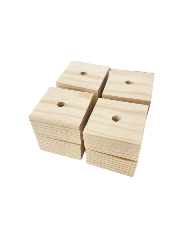 Natural Pine Squares with Drilled Hole Set of 16 for Medium and some Small Birds by Pirate's Beak