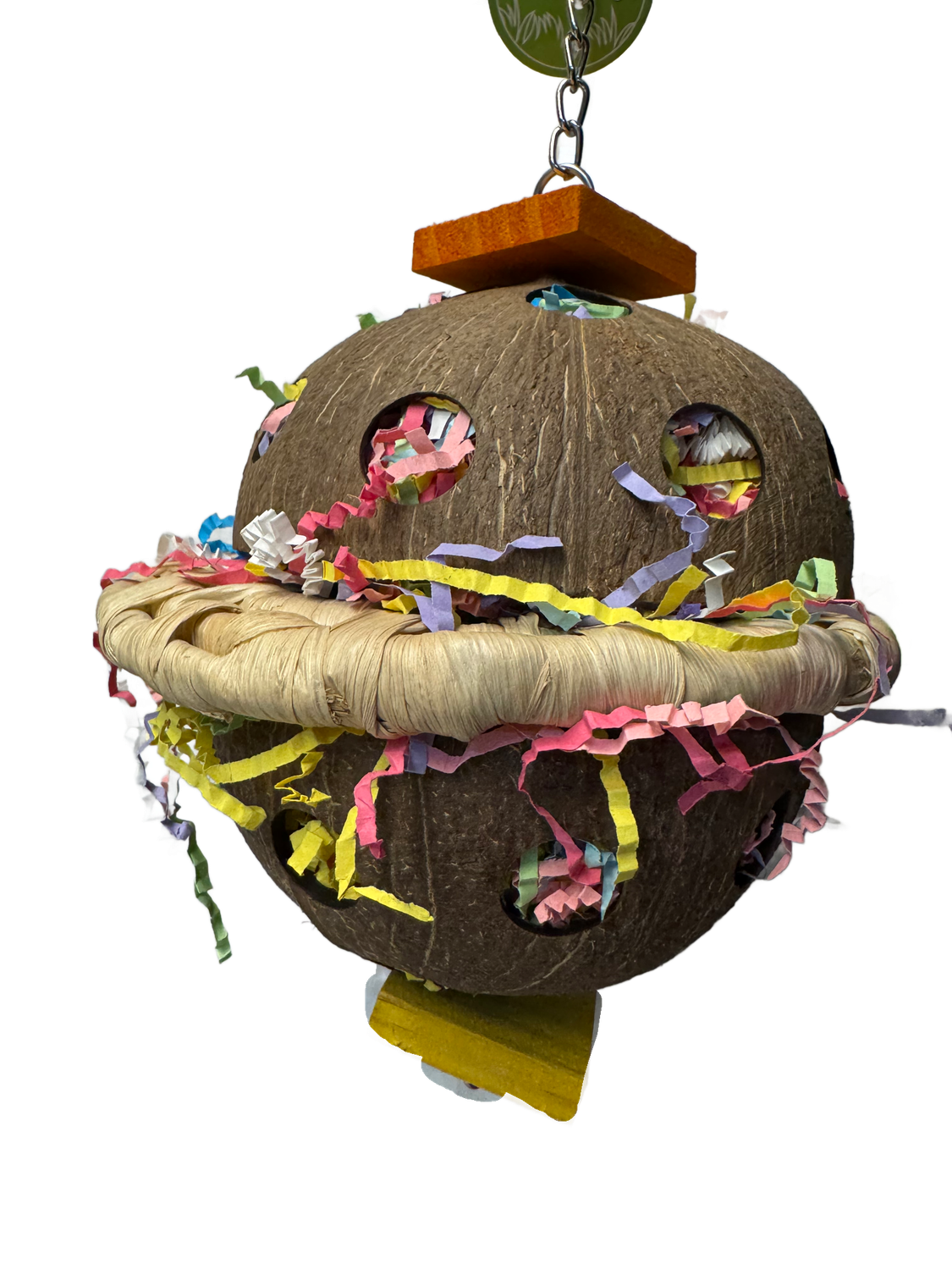 Coco Nuts Hanging Burst Foraging Bird Toy for Medium Birds by Happy Beaks A&amp;E Cage Company