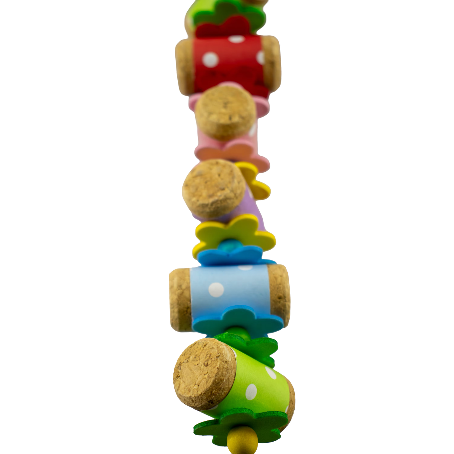 Rainbow Rollers Cork Bird Toy for Small and some Medium Birds by Happy Beaks A&amp;E Cage Company