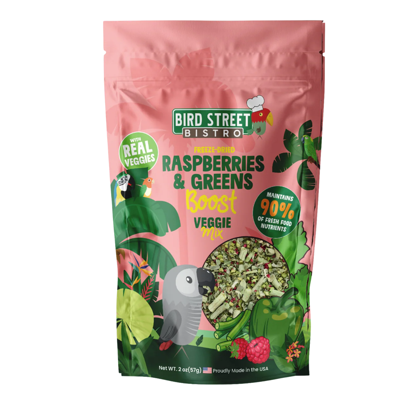 Freeze Dried Raspberries and Greens - By Bird Street Bistro