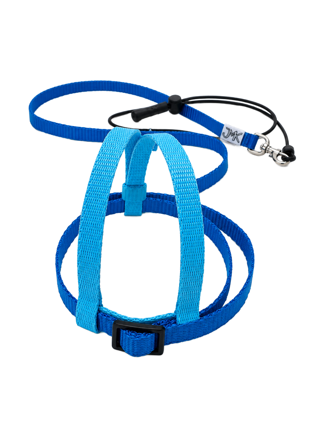 JMK Harness and Leash - Colors Light Blue and Dark Blue, Size Medium: 425-600 grams: Eclectus, Med. Macaws (Severee, Red Fronted), Lg Amazons (Double Yellow, Yellow Nape), Umbrella, Congo Grey