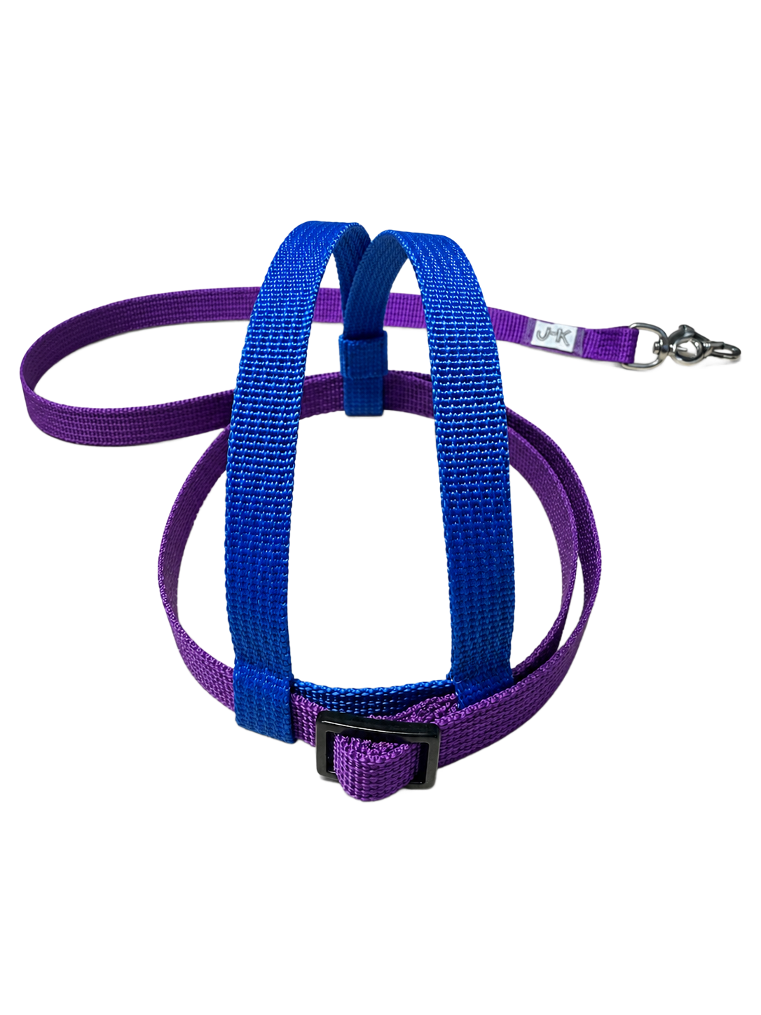 JMK Harness and Leash - Colors Dark Blue and Purple, Size Medium: 425-600 grams: Eclectus, Med. Macaws (Severee, Red Fronted), Lg Amazons (Double Yellow, Yellow Nape), Umbrella, Congo Grey