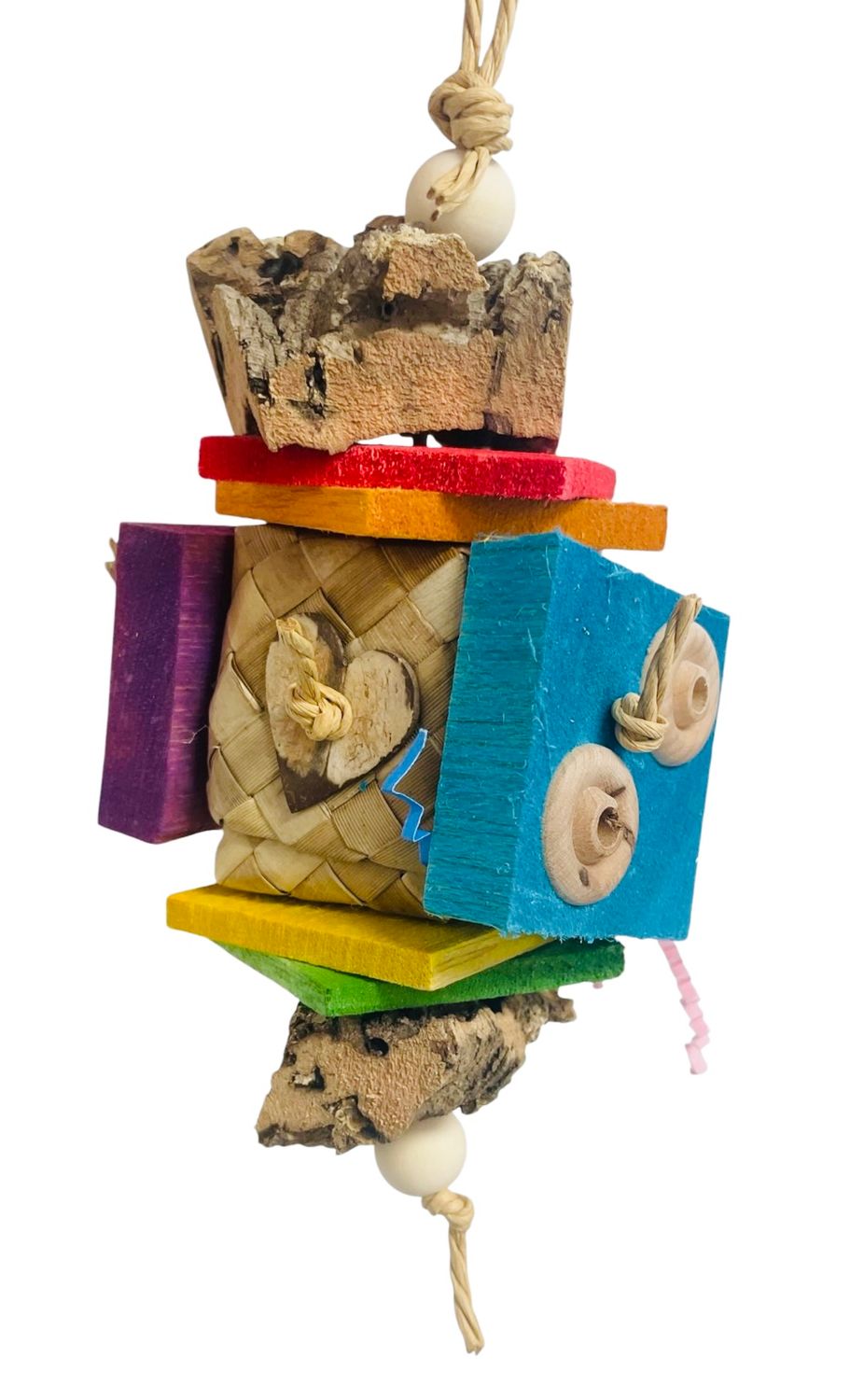 Break Free from the Box Cork, Wood and Palm Leaf Foraging Toy for Small and Medium Birds Limited Edition by Feathered Addictions