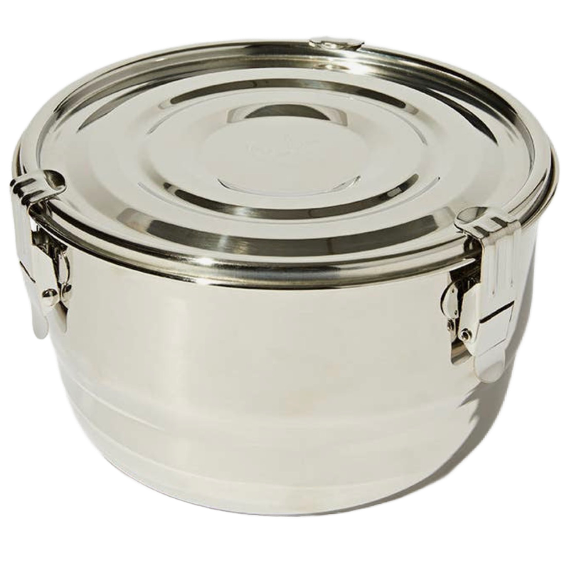 Airtight Stainless Steel Covered Container 10" Diameter for our Best Bird Food Dry Mix and Fresh Mash Storage by Package Free