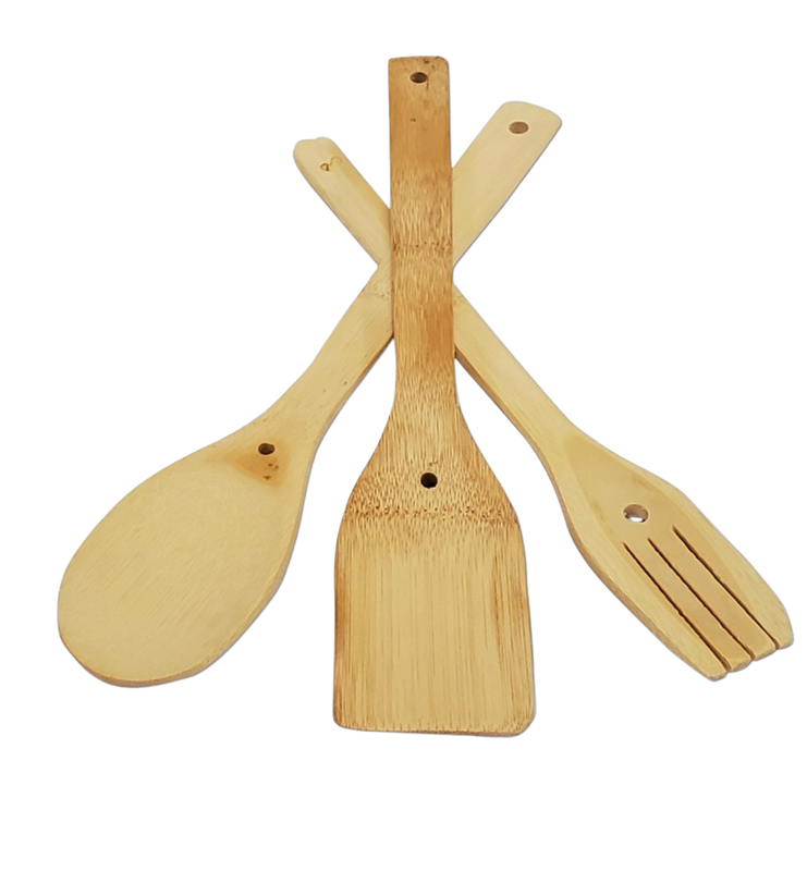 3 Pack Assorted 11" Wooden Utensils