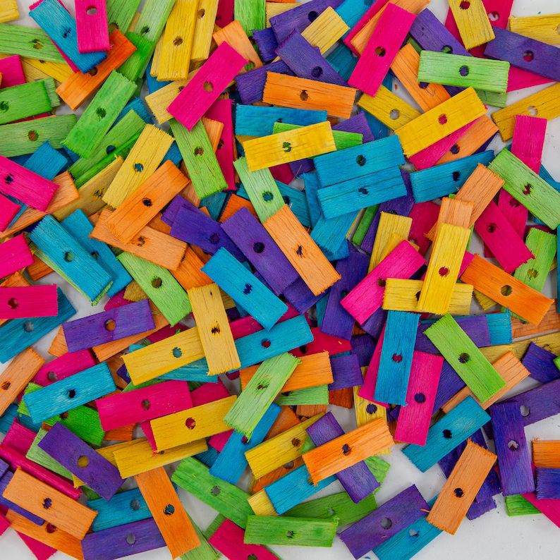Balsa Shorties - Colored Bird Toy Parts Set of 24 by The Best Bird Toys