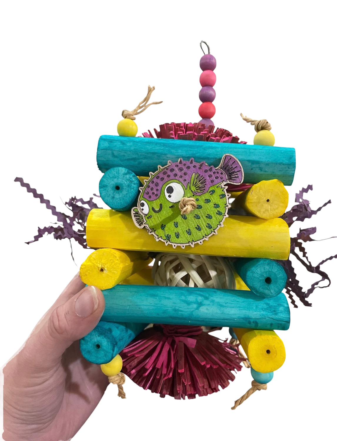 Bubbles and Pufferfish Sola Tower for Small and Medium Birds Limited Edition by Feathered Addictions