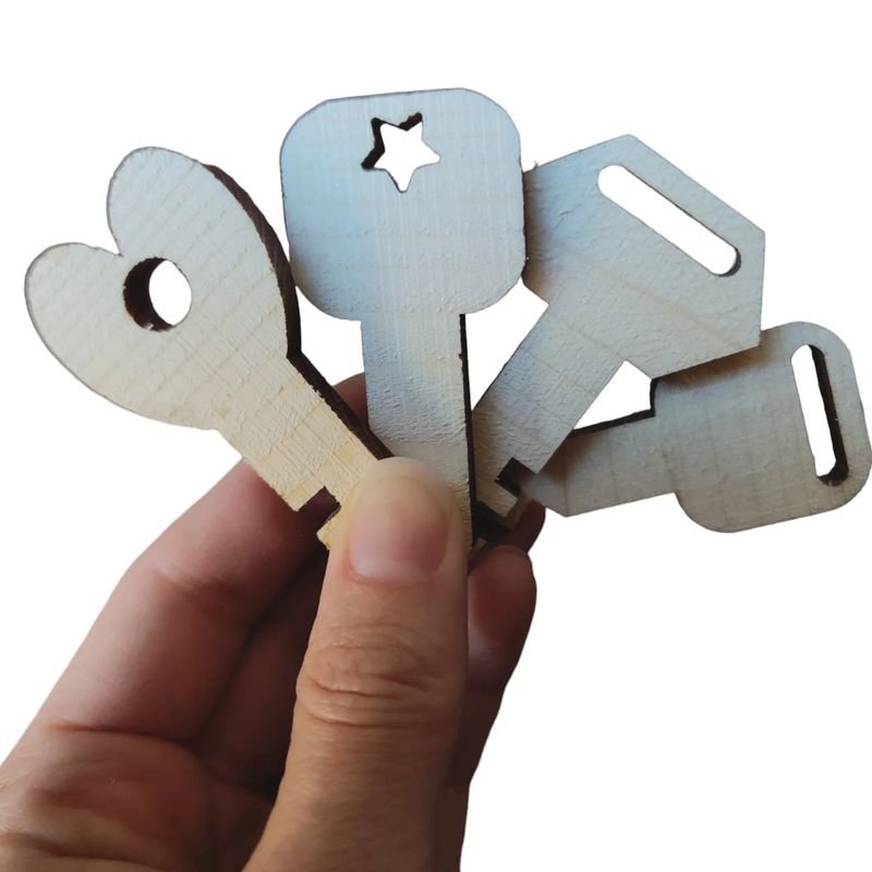 Natural 3" Pine Wood Keys - 10 Pack