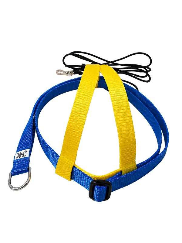 JMK Harness and Leash - Yellow with Dark Blue, Size X-Large: 1100+ grams: Lg Moluccan, Green Winged Macaw, Hyacinth, Buffons