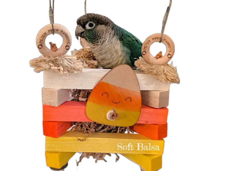 Candy Corn Balsa Stack up by Peter Piper Parrots for Small and some Medium Size Birds - Limited Edition