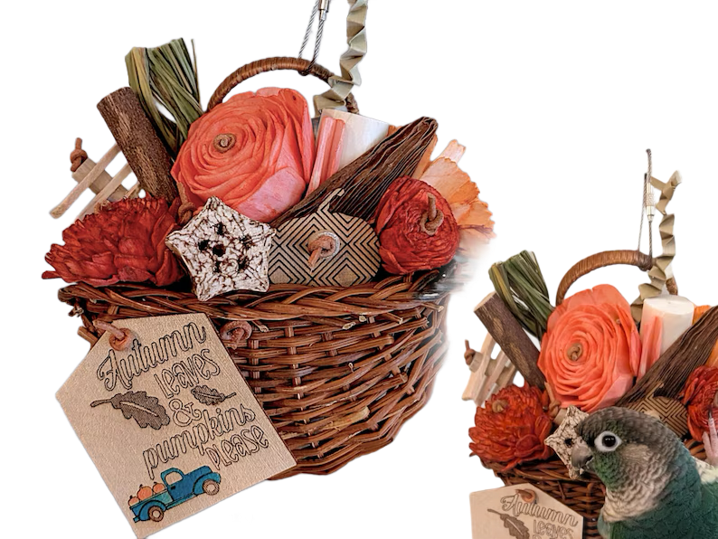 Autumn Leaves and Pumpkins Artisanal Basket by Peter Piper Parrots Limited Edition