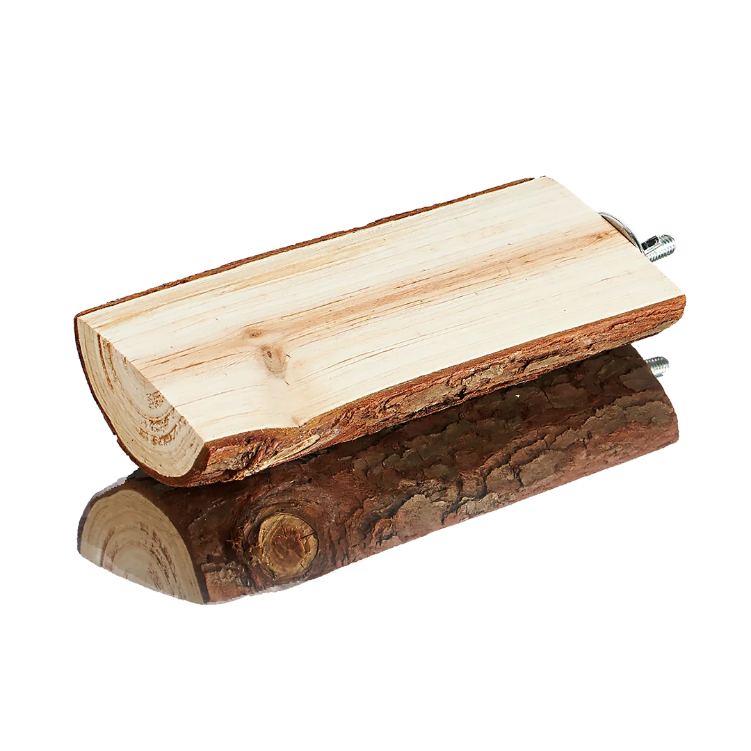 6" Flat Timber Perch with Bark for Small Birds by Aria Bird Products
