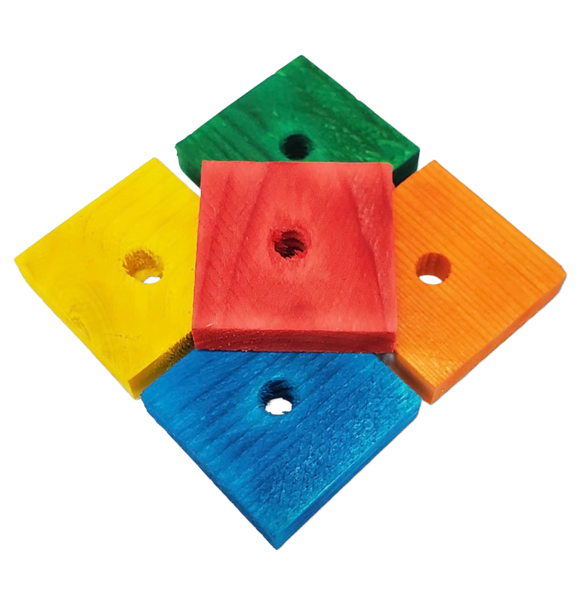 Multi Color Small Pine Blocks Pre-Drilled for Skewer, Chain or Rope 25 Count