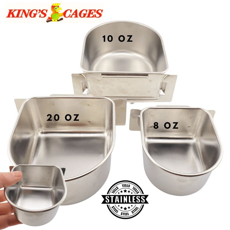 Kings Cages Stainless Steel "D" Cups 20 oz Replacement Stainless Bowl by Kings Cages and Bonka Bird Toys