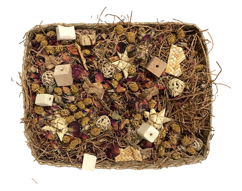 Botanical Bliss Seagrass Foraging Tray 9" x 7" Rose Blossom Limited Edition for Small &amp; Medium Birds by Feathered Addictions